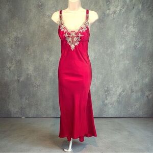 Flora Nikrooz Red Long Satin Nightgown Size Small